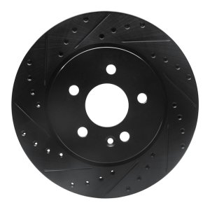 Mercedes-Benz ML320 Brake Rotor (1) - Front Left - R1 Concepts - Drilled & Slotted - Black - `98-`05